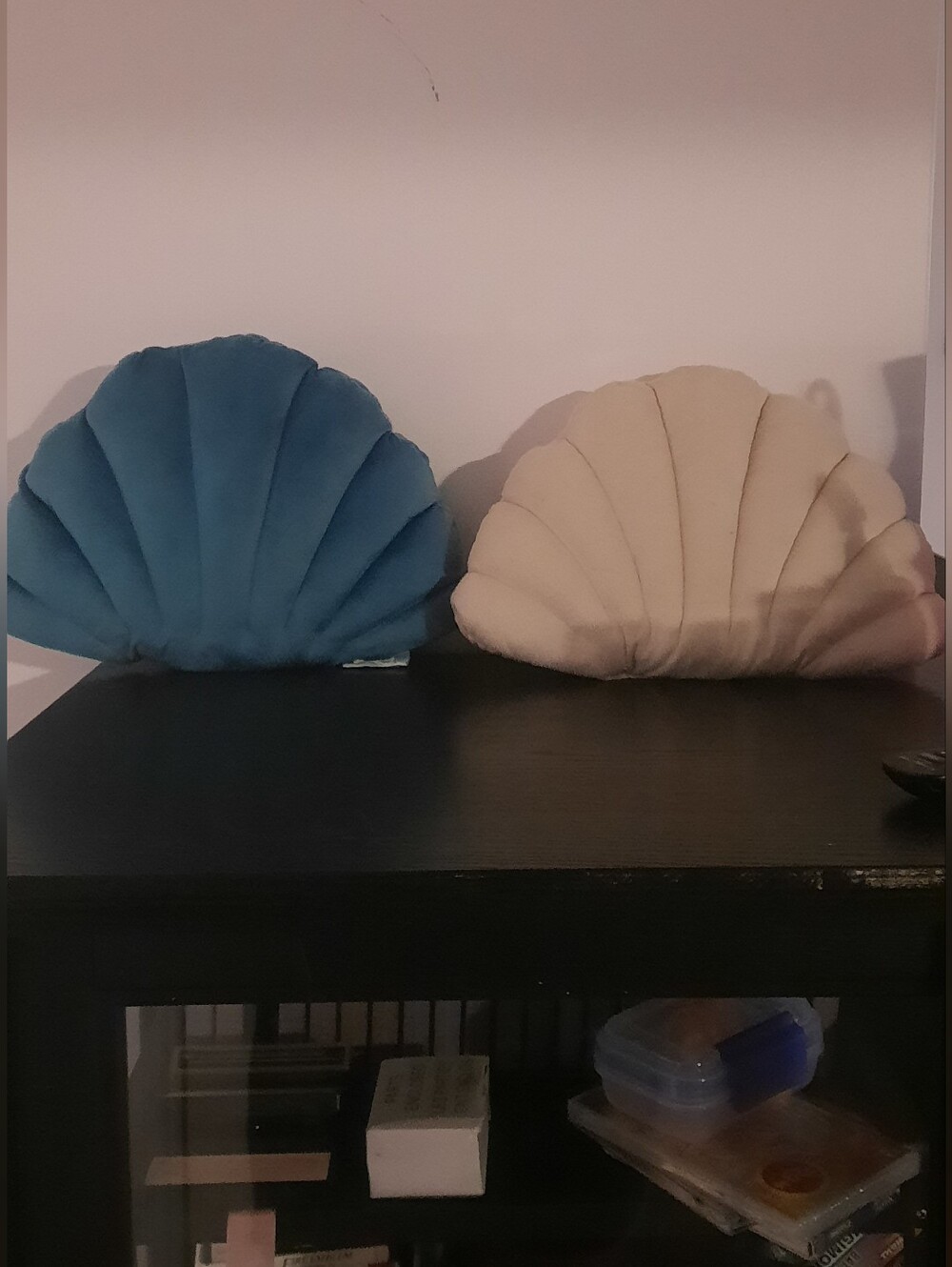 Plush Shell Accent Pillow Set - Blue and Cream